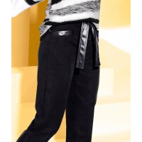 Lyocell-Hose m.Lederimitat u. Gürtel, schwarz