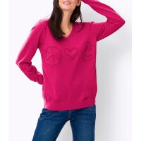 Fine knit sweater with pattern in 3D-look, pink