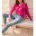 Fine knit sweater with pattern in 3D-look, pink