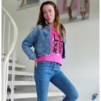 Marken-Jeansjacke, blau-used