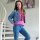 Marken-Jeansjacke, blau-used