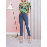 Designer-Druckshirt, grün-bunt