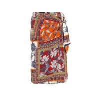 Wrap skirt with tropical print, multicolour