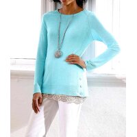 Designer-Pullover m. Kaschmir, türkis