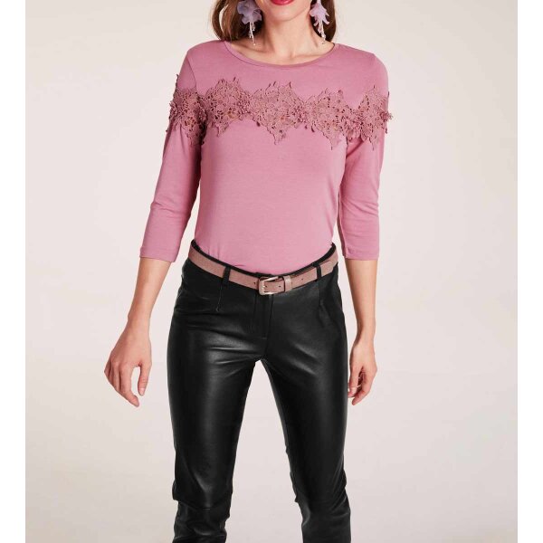 Shirt m. Spitze, rosé