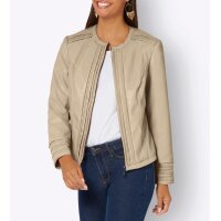 Lederimitat-Jacke m. Mesheinsatz, beige