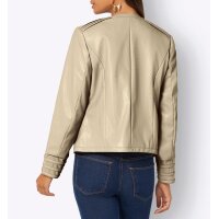 Lederimitat-Jacke m. Mesheinsatz, beige