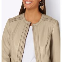 Lederimitat-Jacke m. Mesheinsatz, beige