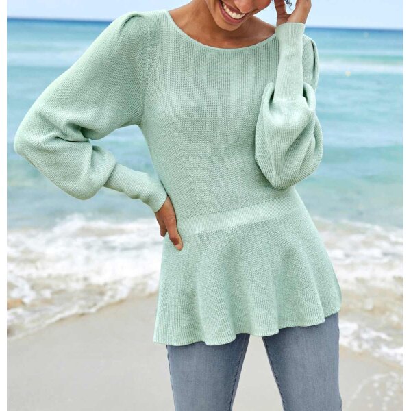 Sweater with peplum, chalk mint blend