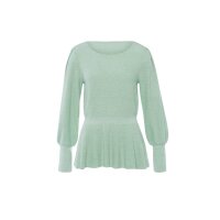 Pullover m. Schößchen, kalkmint-ecru-meliert