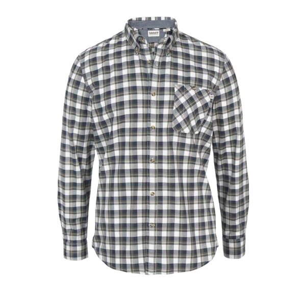 Marken-Herren-Karohemd, schwarz-weiß-khaki