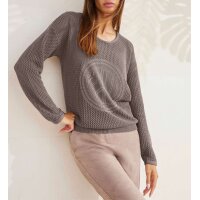 Ajourpullover mit Glitzersteinchen, taupe