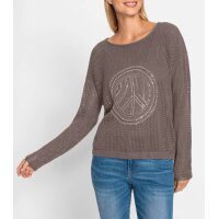 Ajour sweater with glitter stones, taupe