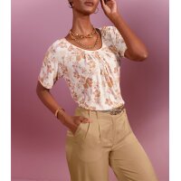 Druckshirt m. Falten, champagner-rosenholz