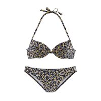 Marken-Push-Up-Bikini, schwarz-bunt