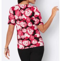 Shirt with cut-out details and bead trim, black-pink