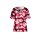 Shirt with cut-out details and bead trim, black-pink