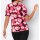 Shirt with cut-out details and bead trim, black-pink