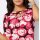 Shirt with cut-out details and bead trim, black-pink