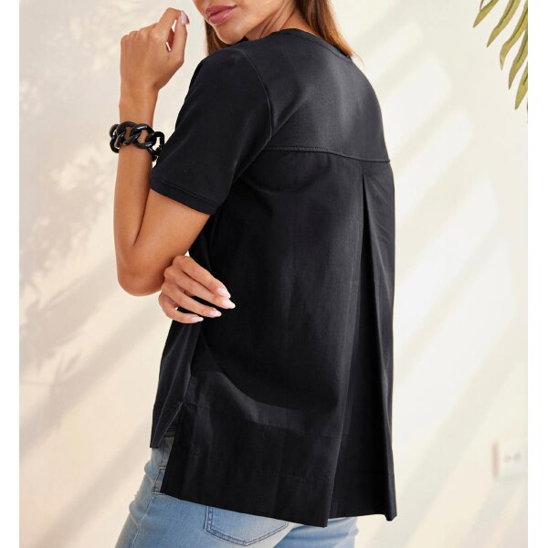 Shirt im Mix aus Sweat- und Web-Qualität, schwarz