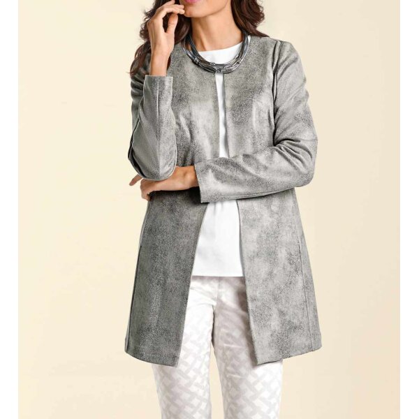Designer-Lederimitat-Jacke, grau-used