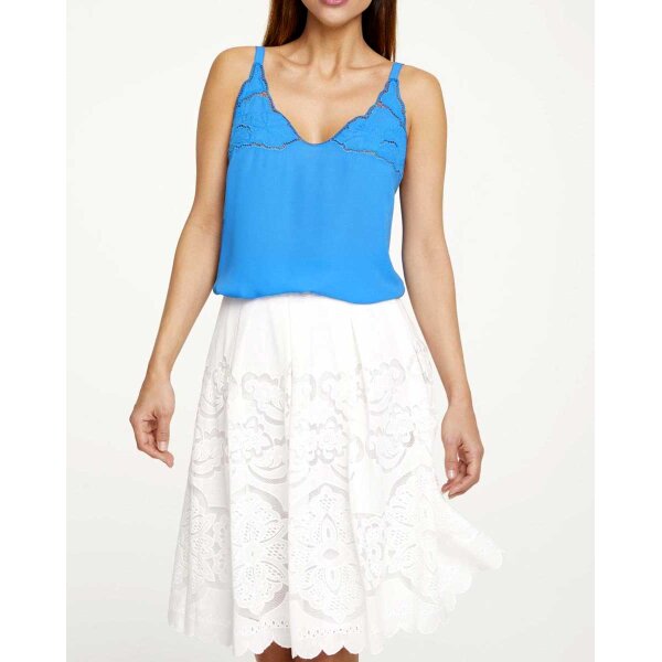 Top with embroidery, azure blue