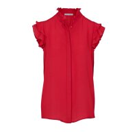 Designer-Bluse m. Volants, rot