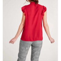 Designer-Bluse m. Volants, rot