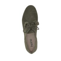 Buty welurowe, sznurowane, z wycięciami, oliwkowe