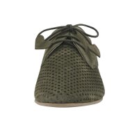 Buty welurowe, sznurowane, z wycięciami, oliwkowe