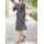 Druckkleid, schwarz-offwhite