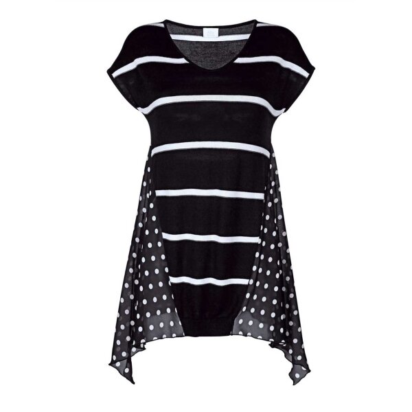 Sweatshirt with chiffon, black-white