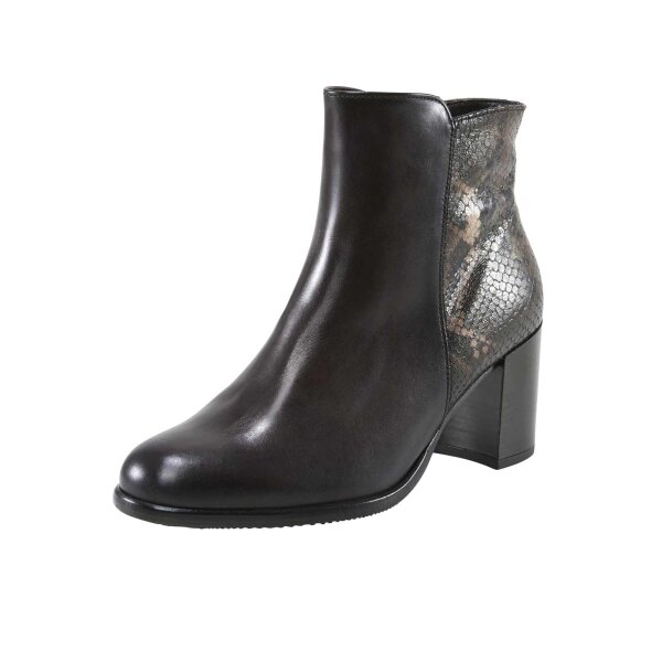 Marken-Lederstiefelette, braun-gemustert