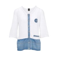 Cardigan with denim, white-blue