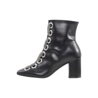 Leather bootie with laces, black