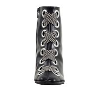 Leather bootie with laces, black