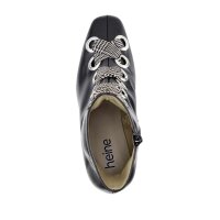 Leather bootie with laces, black