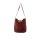 Veloursleder-Tasche m. Perlen, bordeaux