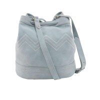 Rind-Veloursleder-Beuteltasche, hellblau
