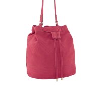 Rind-Veloursleder-Beuteltasche, rot