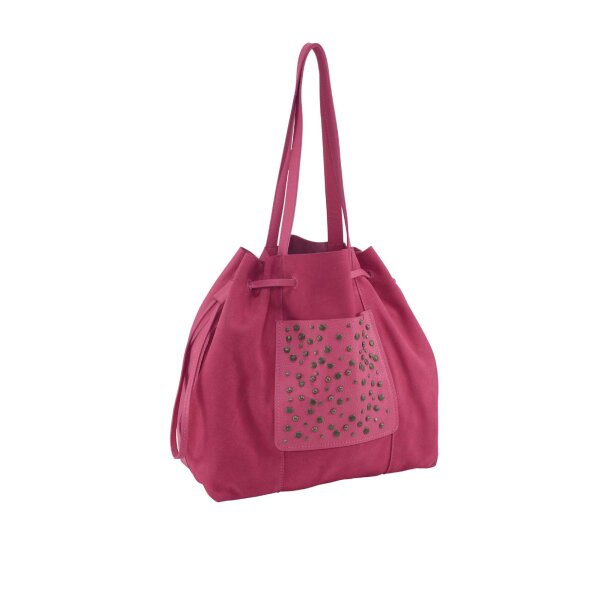 Rindleder-Handtasche m. Nieten, pink