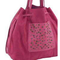 Rindleder-Handtasche m. Nieten, pink