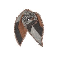 Patch look scarf with fringes, multicolour
