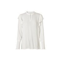 Crinkle-Schlupfbluse m. Volants, ecru