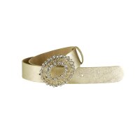 Ledergürtel m. Strass, goldfarben