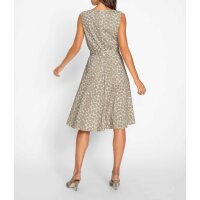 Druck-Kleid m. Gürtel, sesam-ecru