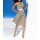 Druck-Kleid m. Gürtel, sesam-ecru