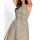 Druck-Kleid m. Gürtel, sesam-ecru