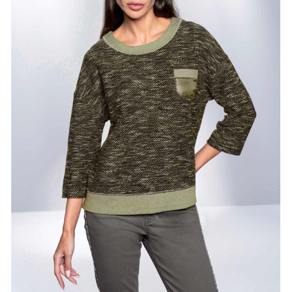 Sweter z kontrastowym wykończeniem, w kolorze khaki