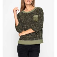Sweter z kontrastowym wykończeniem, w kolorze khaki